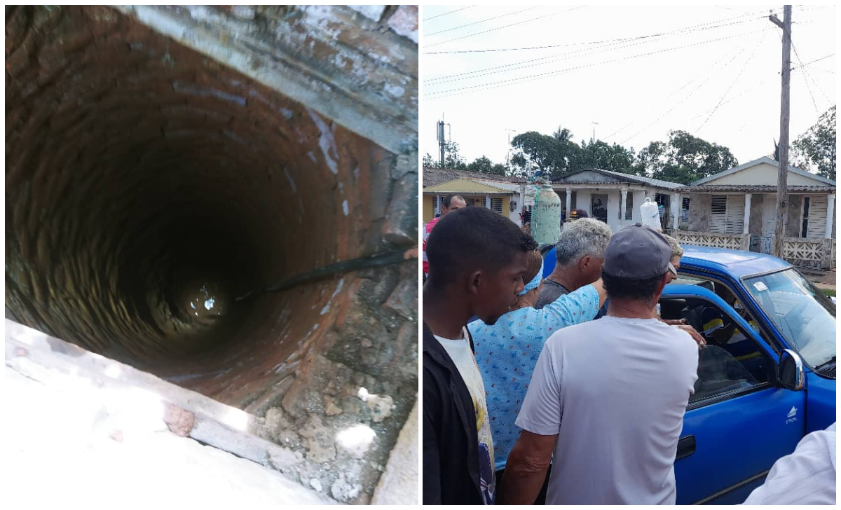 Hombre quedó atrapado en un pozo de 25 metros de profundidad en Pinar del Río. (Foto © Barbara Imara Martínez Barrio-Facebook)