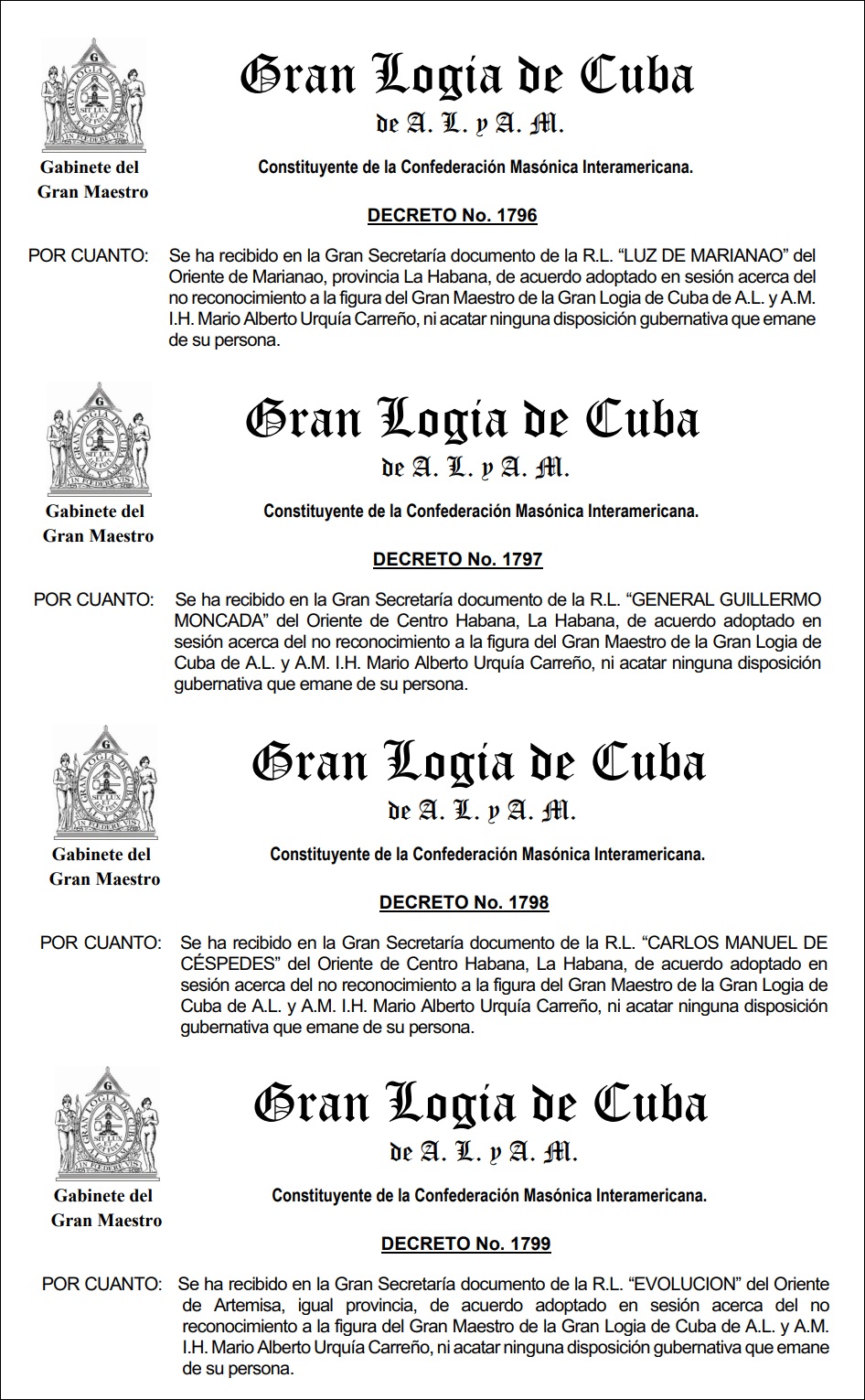 Decretos emitidos por Urquía. (Captura de pantalla © CubaNet)