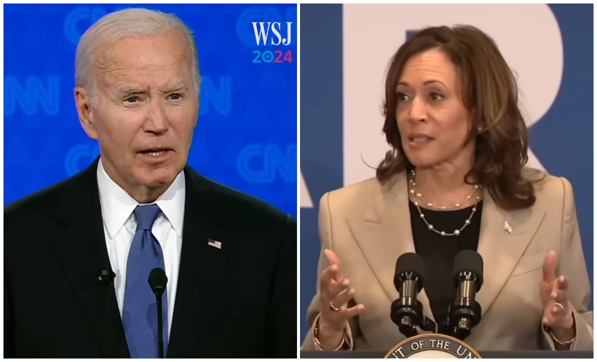 El presidente Joe Biden y la vicepresidenta Kamala Harris. (Captuda de pantalla © WSJ News-YouTube y ABC News-YouTube)