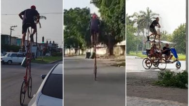 Hombre misterioso en bicicleta alta. (Captura de pantalla YouTube © Nidia Rodríguez/ Miguel Vega)