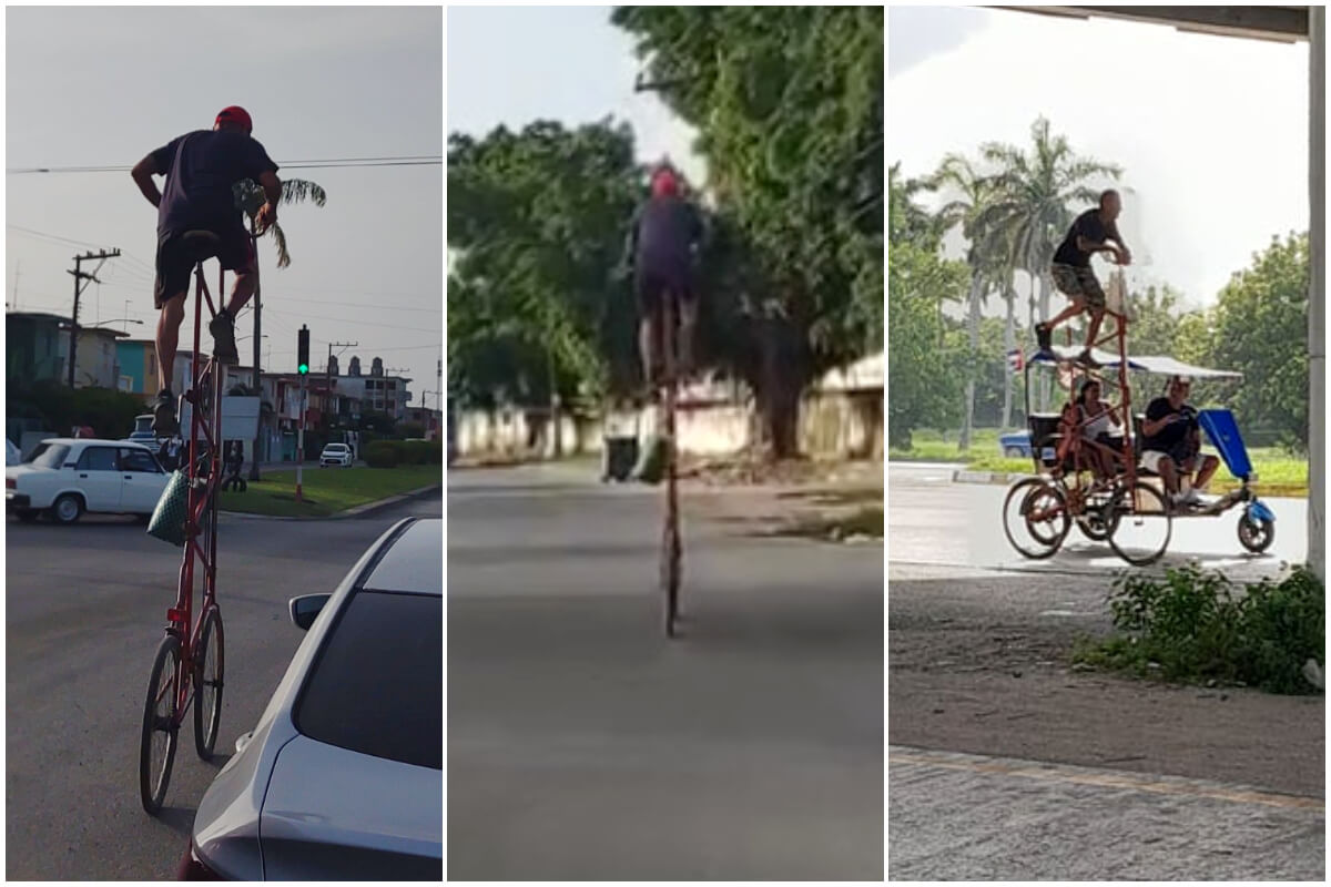 Hombre misterioso en bicicleta alta. (Captura de pantalla YouTube © Nidia Rodríguez/ Miguel Vega)