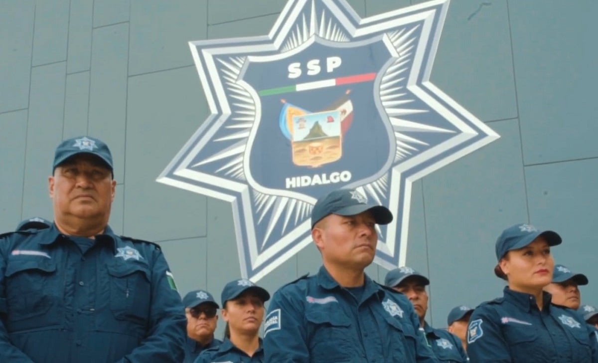 Imagen ilustrativa de oficiales en Hidalgo. (Captura de pantalla © Gobierno Hidalgo-YouTube)