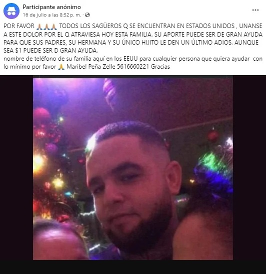 Piden ayuda para repatriar a cubano asesinado en Tampa (Captura de pantalla © Facebook)