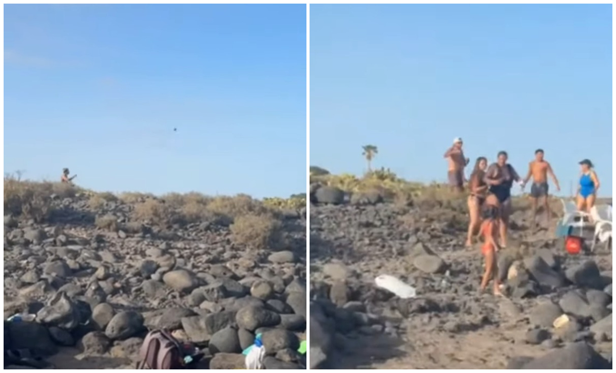 Riña ocurrida en una conocida playa de Canarias. (Captura de pantalla © Policia Local de Canarias Blog-YouTube)