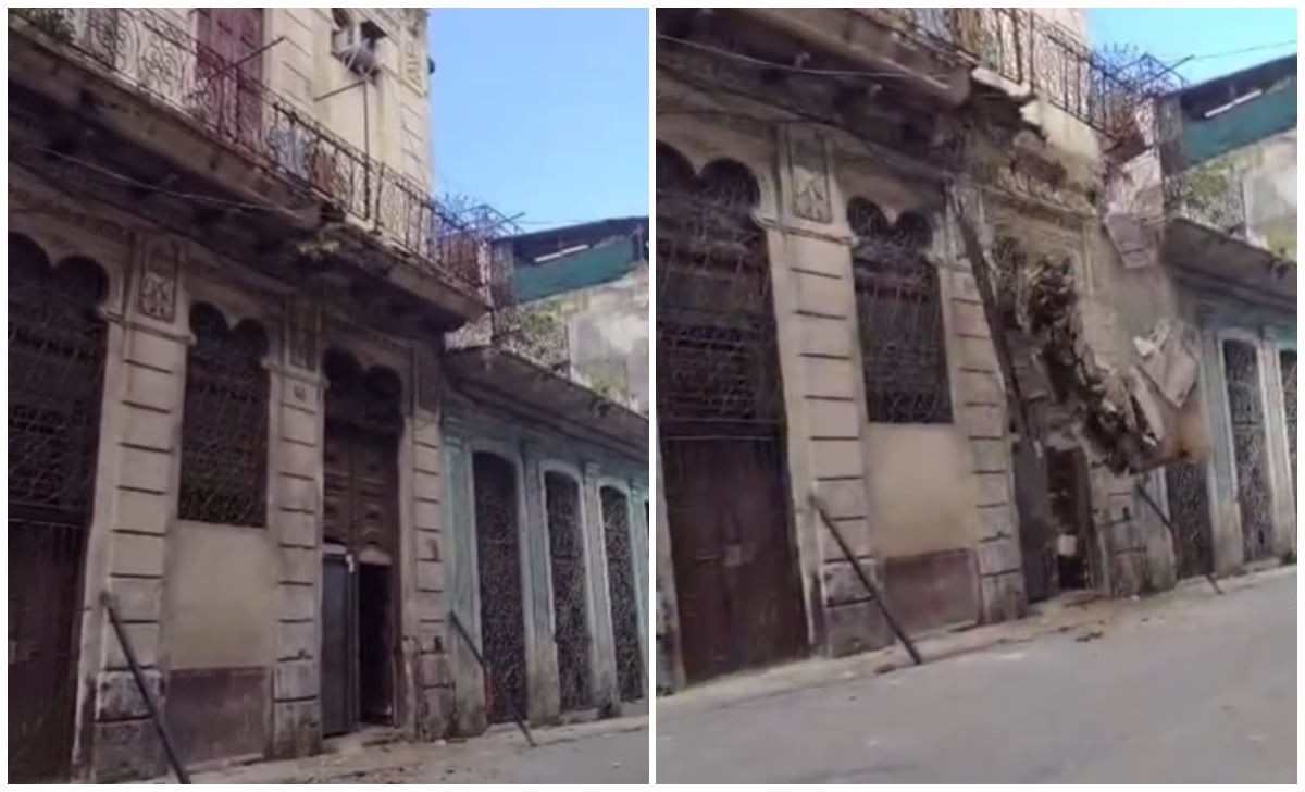 Captan momento exacto en el que un balcón se derrumba en La Habana. (Captura de pantalla © thespartanvlog-Instagram)