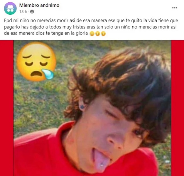 Publicación que informa sobre la muerte del joven. (Captura de pantalla © Somos Mantilla-Facebook)