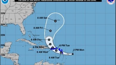 Trayectoria de la potencial tormenta tropical número 5. (Imagen © National Hurricane Center)