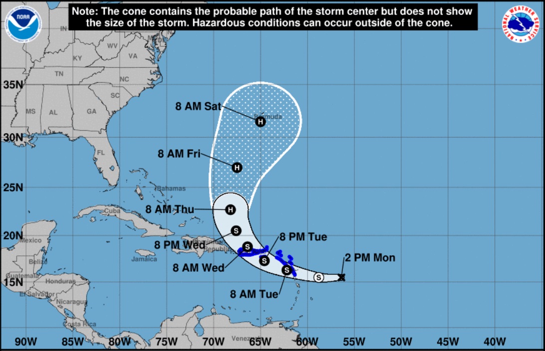 Trayectoria de la potencial tormenta tropical número 5. (Imagen © National Hurricane Center)