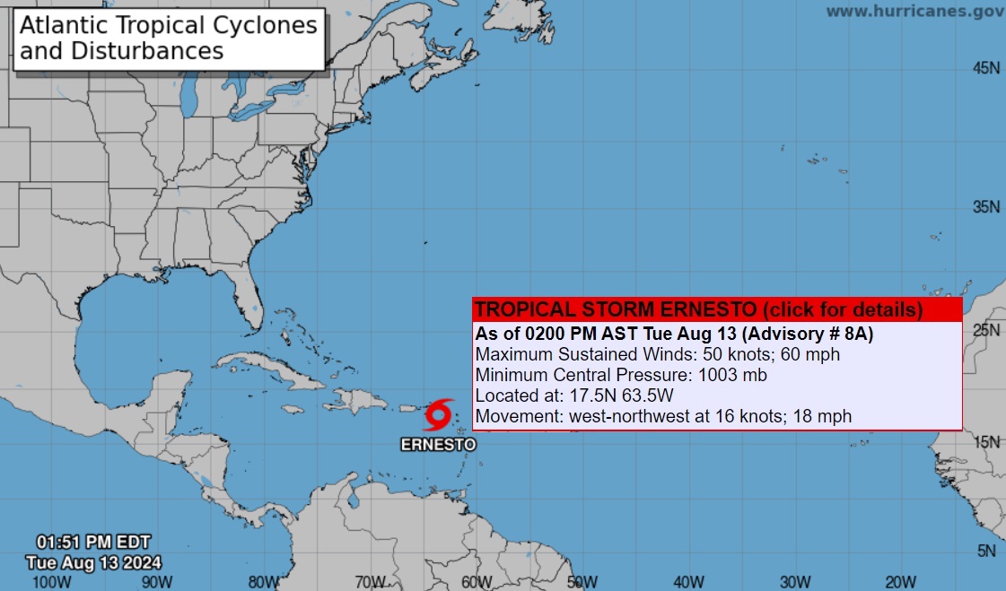 La quinta tormenta tropical de la temporada se dirige a Puerto Rico.