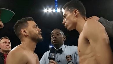 Robeisy Ramírez (izq) y Rafael Espinoza (der). (Captura de pantalla © Top Rank Boxing- YouTube)