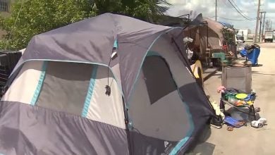 Imagen ilustrativa de un campamento de indigentes en Florida. (Captura de pantalla © WPLG Local 10-YouTube)