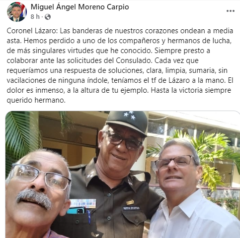 Fotografía del fallecido coronel. (Captura de pantalla © Miguel Ángel Moreno Carpio-Facebook)