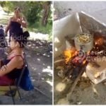 La familia debe cocinar sus alimentos en la calle. (Captura de pantalla © periodicocubano-TikTok)