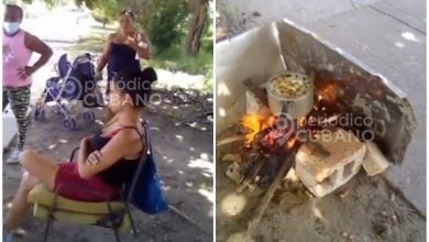 La familia debe cocinar sus alimentos en la calle. (Captura de pantalla © periodicocubano-TikTok)