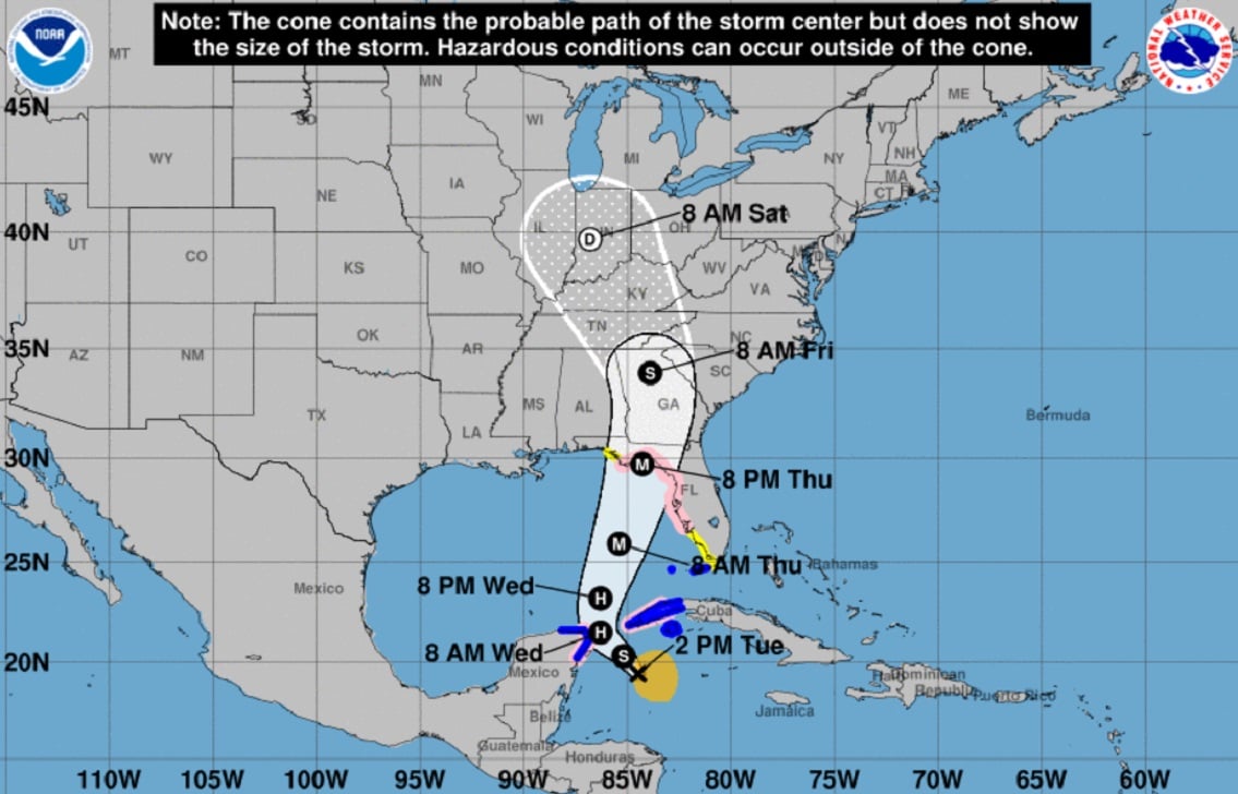 Trayectoria que tendrá la tormenta tropical Helene. (Captura de pantalla © National Hurricane Center)