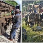 Imágenes del tren descarrilado en Matanzas. (Foto © Eduardo Rodríguez Dávila-Facebook)