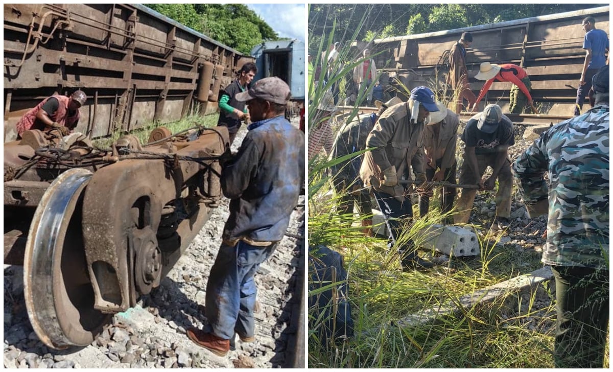 Imágenes del tren descarrilado en Matanzas. (Foto © Eduardo Rodríguez Dávila-Facebook)