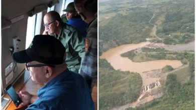 Las autoridades tuvieron que sobrevolar la presa para comprobar que todo estaba bajo control. (Foto © Cuba Noticias-Facebook)