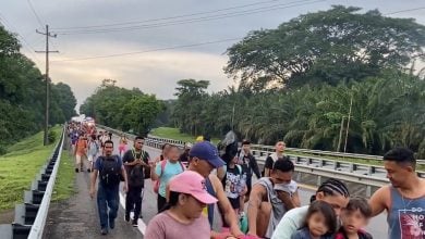 Caravana migrante camino hacia el norte de México. (Captura de pantalla © Bryan Avelar-Twitter)