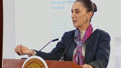 La presidenta de México durante una conferencia de prensa. (Captura de pantalla © Claudia Sheinbaum Pardo-YouTube)