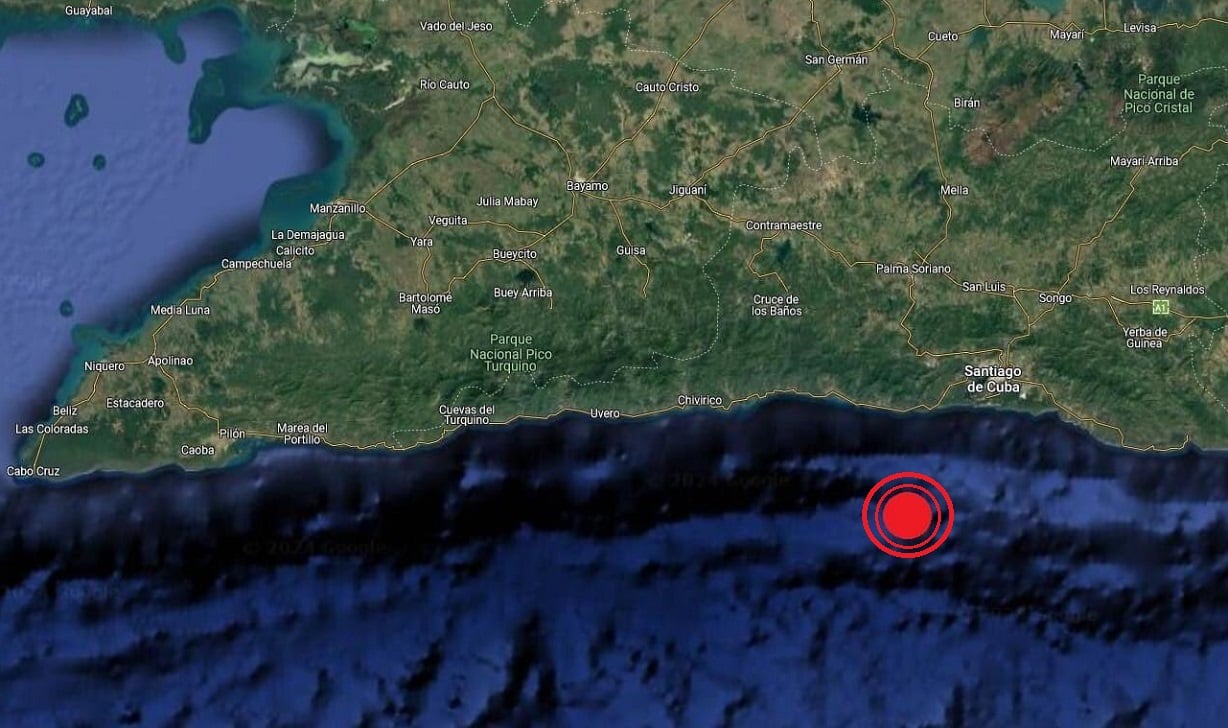 Lugar del epicentro del sismo. (Imagen © CENAIS-Cuba-Twitter)