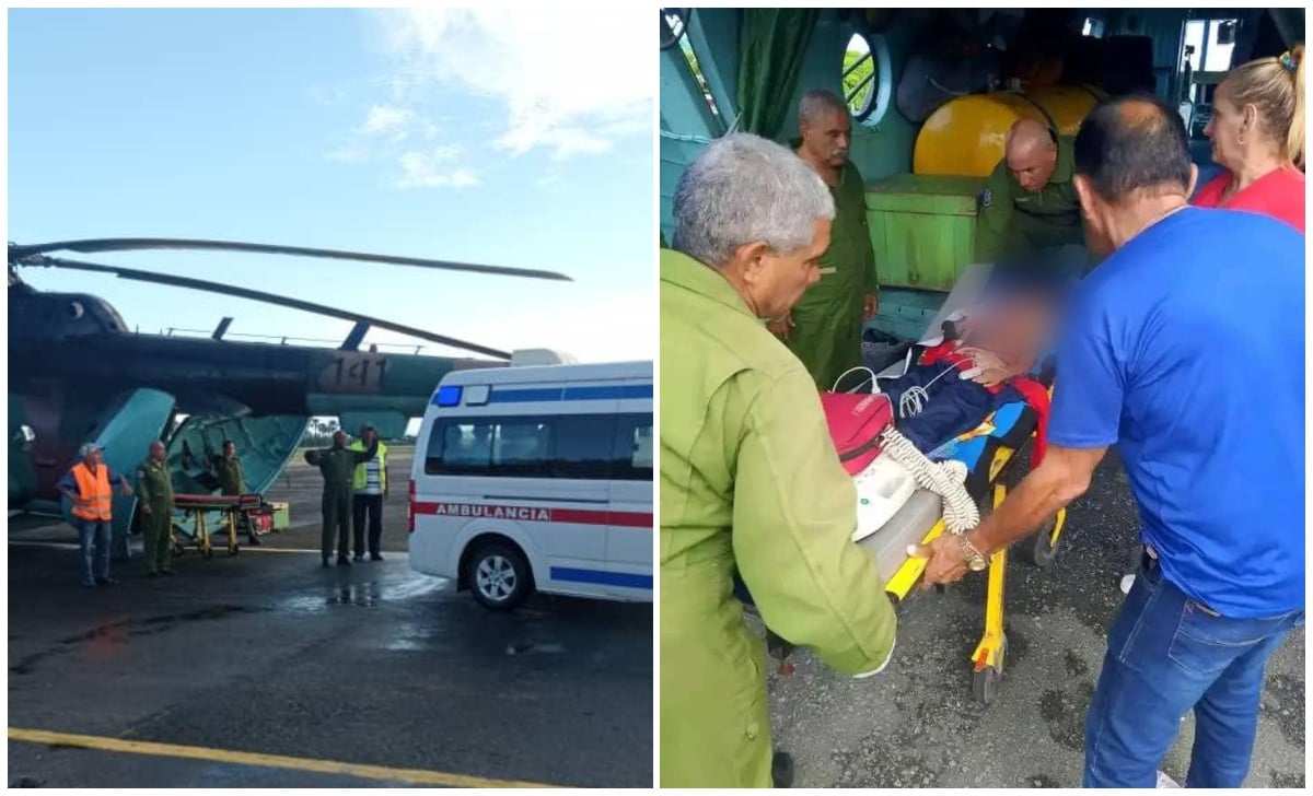 El pequeño fue evacuado vía helicóptero. (Foto © Hola Habana-Facebook)