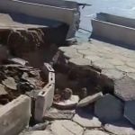 Daños registrados en el muelle de Pilón tras sismos del fin de semana. (Captura de pantalla © alex.727984-Facebook)