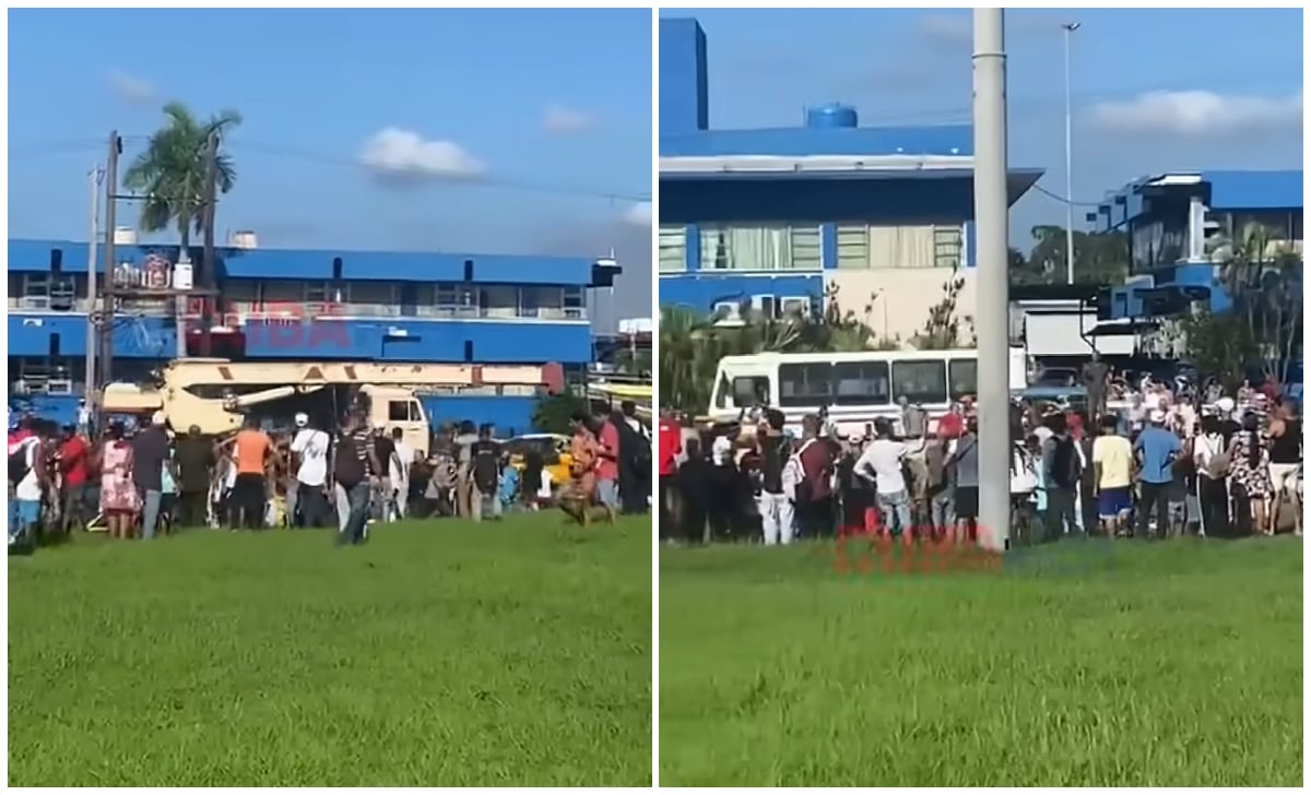 Cubans block an important road in Havana in protest against blackouts