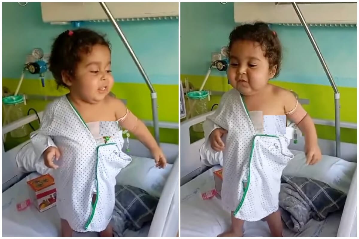 Niña cubana Amanda Lemus caminó tras su última cirugía. (Captura de pantalla © Lara Crofs- Facebook)