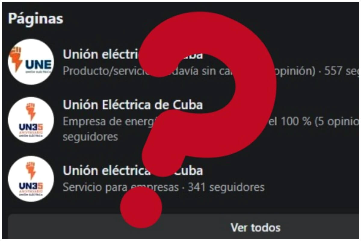 La página de X de la UNE ya no saca el parte diario, y ahora la de Facebook no aparece, sus publicaciones evidenciaban el mal servicio eléctrico del país. (Captura de pantalla © Facebook/Asere Noticias)