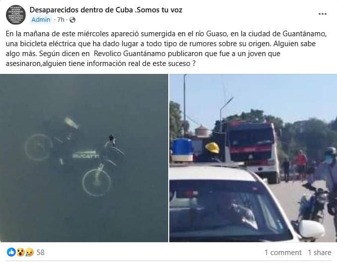 Una de las publicaciones que informó sobre el hallazgo. (Captura de pantalla © Desaparecidos dentro de Cuba .Somos tu voz-Facebook)