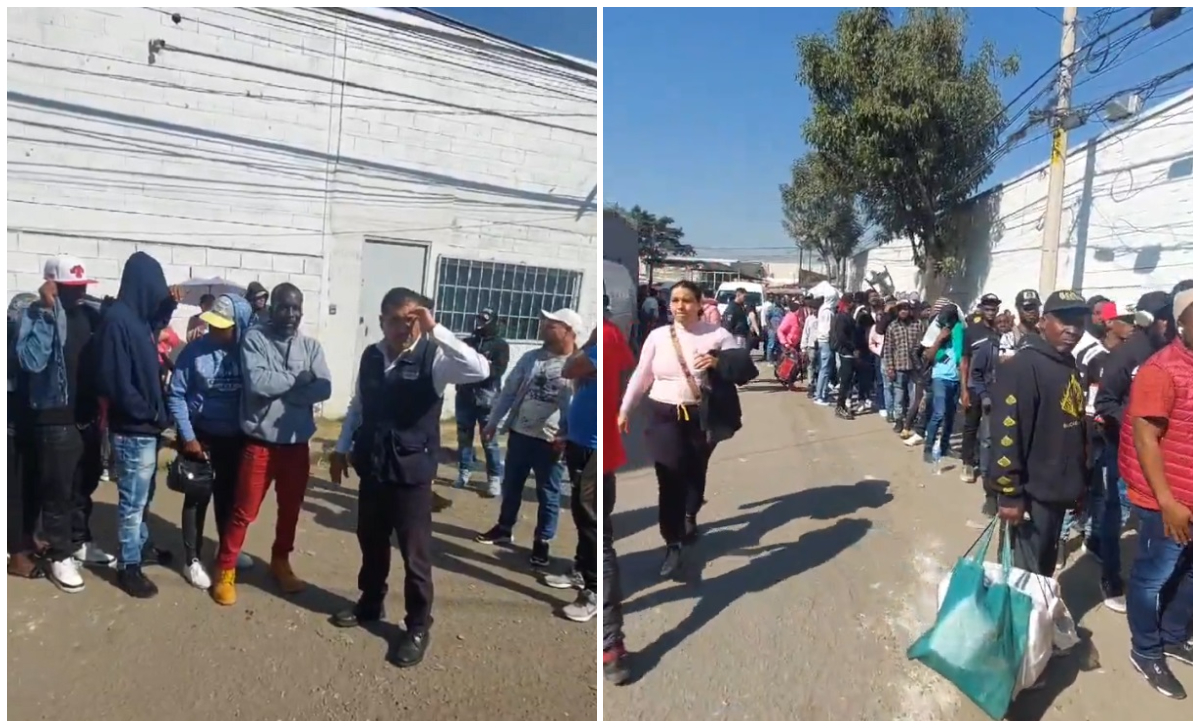 Filas en las oficinas de la COMAR en México. (Captura de pantalla © Uno TV-Twitter)