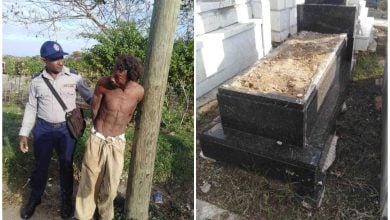 Hombre detenido por robo en cementerio de La Habana. (Foto © El Cubano Fiel-Facebook)