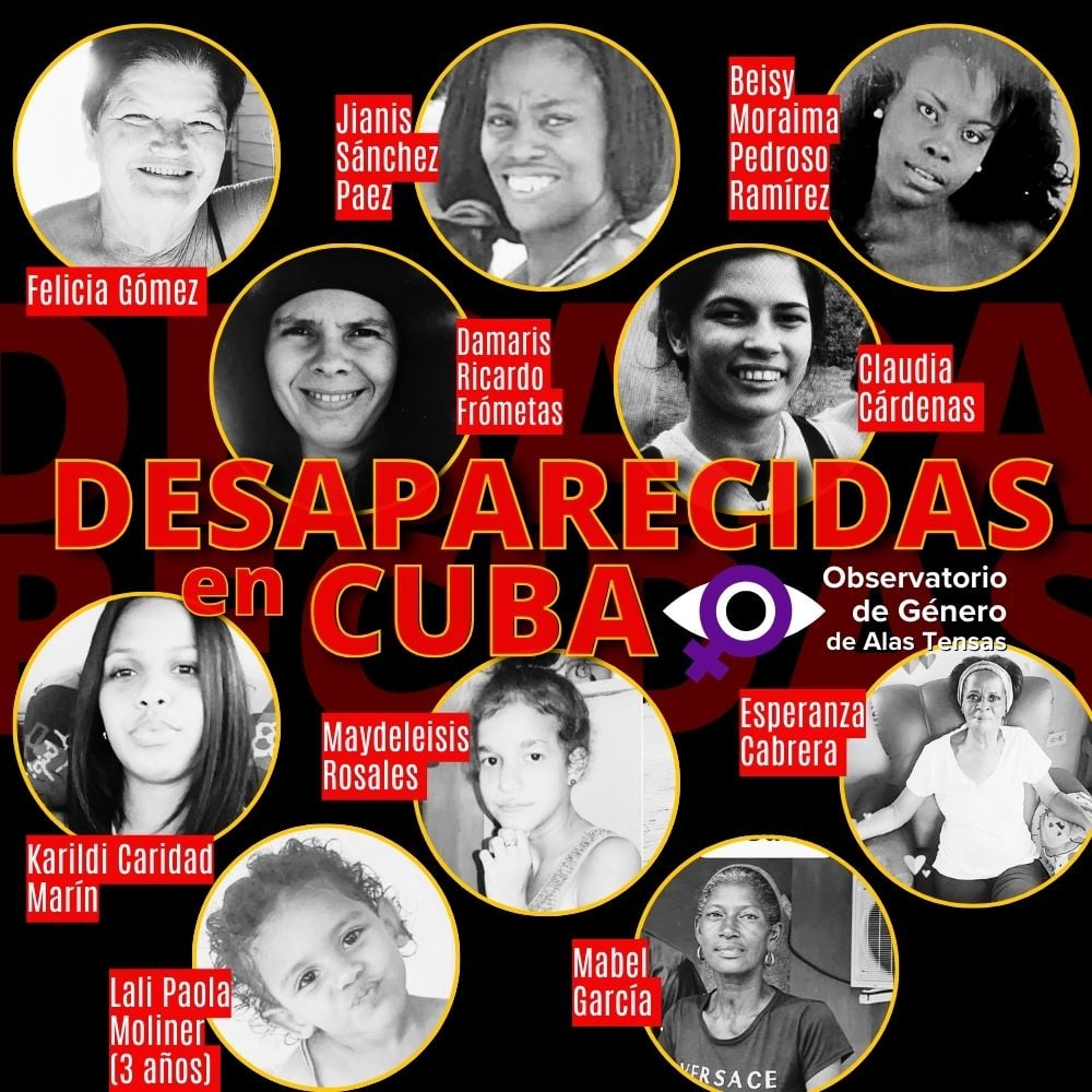 Imagen de las mujeres y niñas desaparecidas de Cuba. (Imagen © Observatorio de Género Alas Tensas)