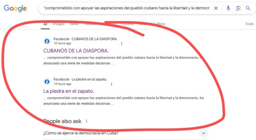 Grupos de Facebook en donde fue publicada primero la información.