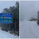 La playa de Destin se cubrió de nieve, al igual que partes de Jacksonville y Pensacola. (Captura de pantalla X © Stormyalert/ Contacto Hoy)