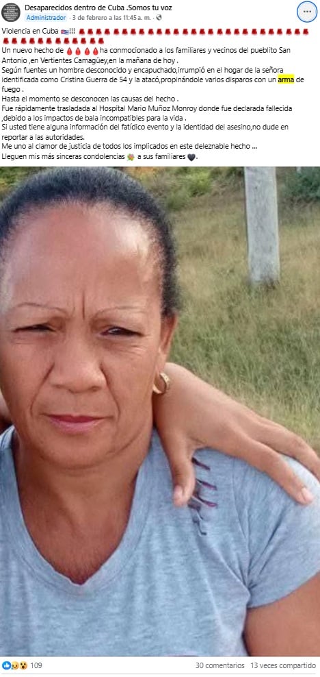 La mujer habría sido agredida en su propia casa. (Captura de pantalla © Desaparecidos dentro de Cuba .Somos tu voz-Facebook)