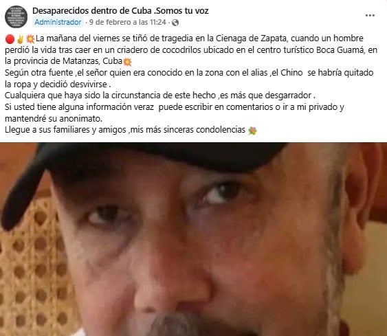 El hombre fue identificado como “El Chino”. (Captura de pantalla © Desaparecidos dentro de Cuba .Somos tu voz-Facebook)