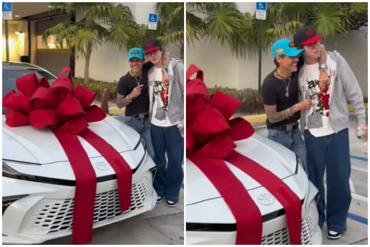 Cantante Marc Anthony con su hijo. (Captura de pantalla © asarian23-TikTok)