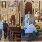 El Jefe de Misión de la Embajada de EEUU en Cuba visitando a la Virgen del Cobre en Santiago de Cuba. (Captura de pantalla © Embajada de los Estados Unidos en Cuba-Twitter)