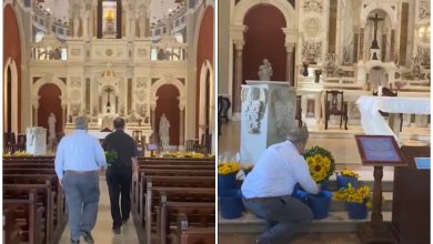 El Jefe de Misión de la Embajada de EEUU en Cuba visitando a la Virgen del Cobre en Santiago de Cuba. (Captura de pantalla © Embajada de los Estados Unidos en Cuba-Twitter)