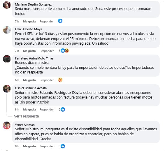 Algunas de las quejas y dudas de la población. (Captura de pantalla © Facebook)